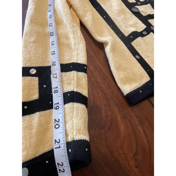 J.S.S knit ware jacket/ blazer sm yellow/ black wool blend button up timeless - Picture 7 of 8